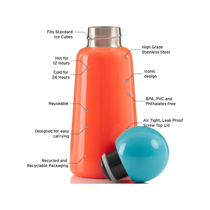 Lund Skittle Mini Water Bottle- Coral & Sky Blue Water Bottle Lund London   