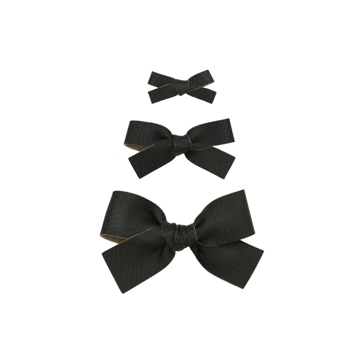 Lou Lou & Company Leather Bow Clip- Single Medium Headband Lou Lou & Company Raven  