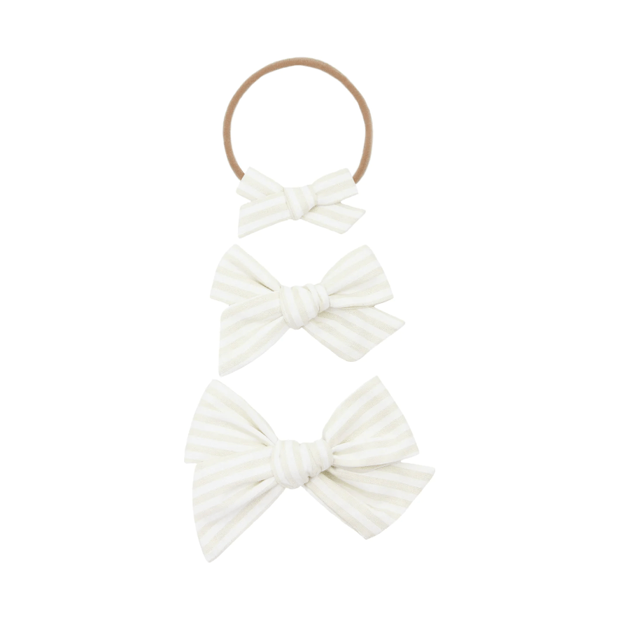 Lou Lou & Company Bow Headband Headband Lou Lou & Company Cotton Ivory Stripe  