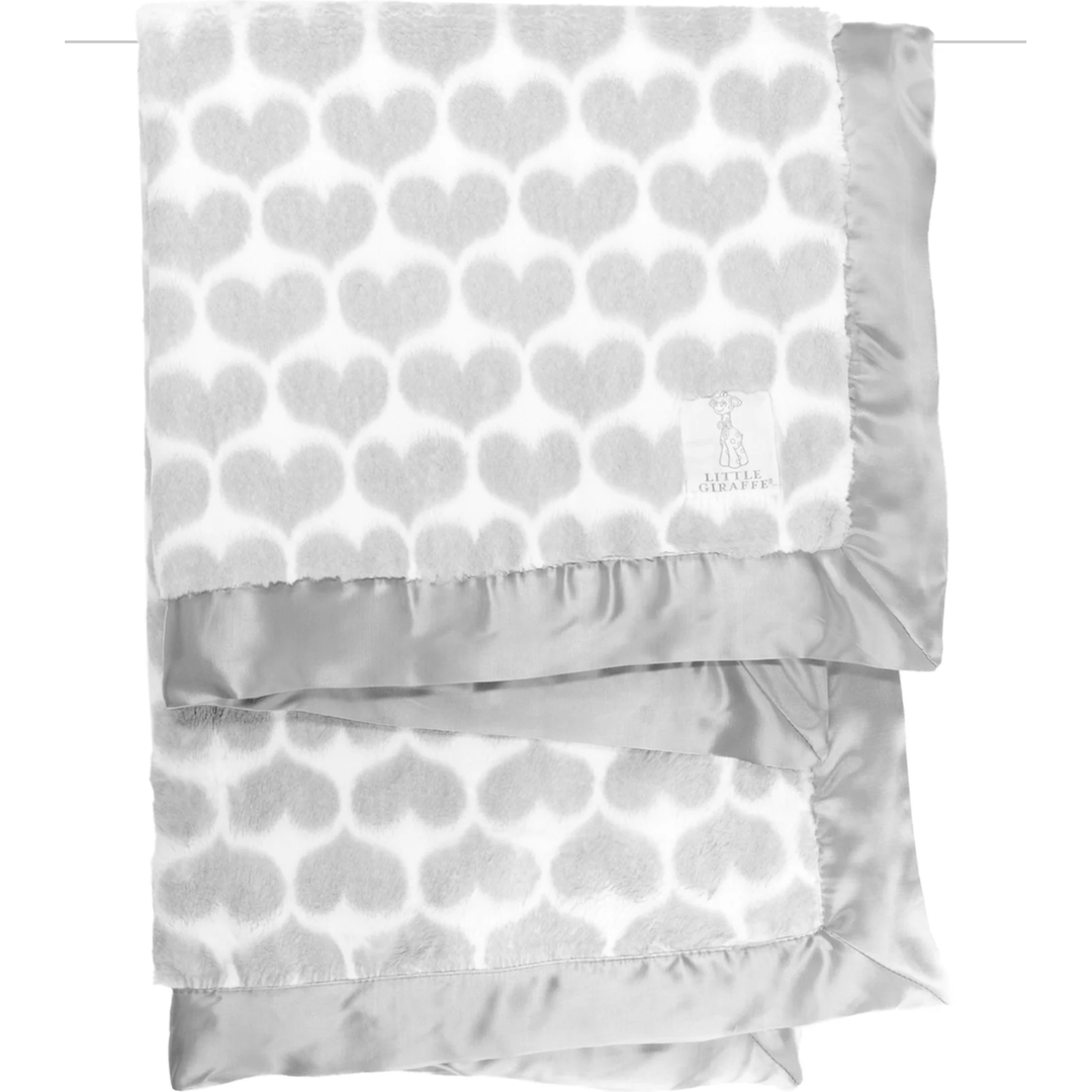 Little Giraffe Luxe Heart Army Blanket Swaddles & Blankets Little Giraffe Silver  