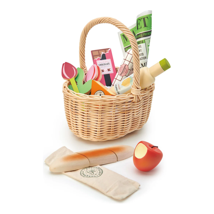 Tender Leaf Wicker Shopping Basket Toddler And Pretend Play Tender Leaf Toys   