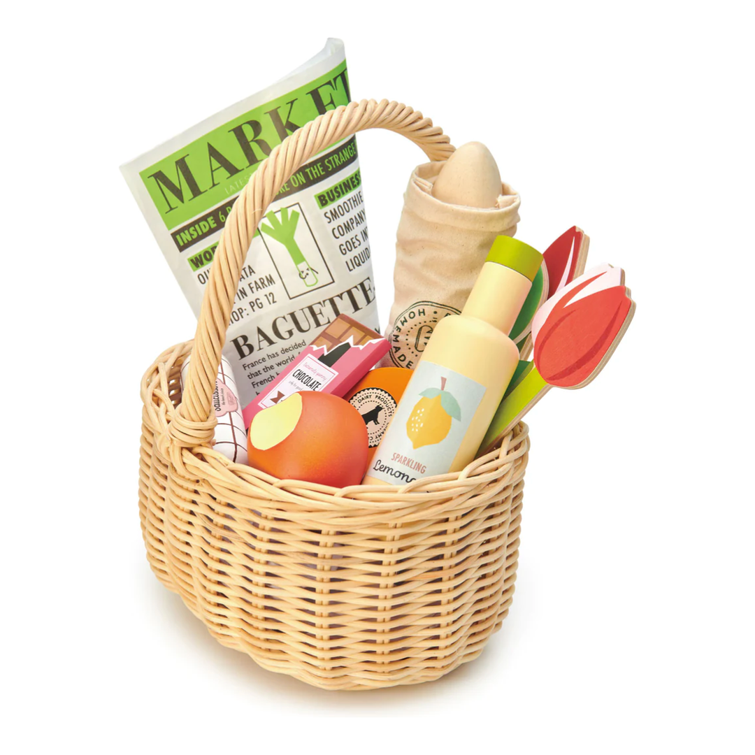 Tender Leaf Wicker Shopping Basket Toddler And Pretend Play Tender Leaf Toys   