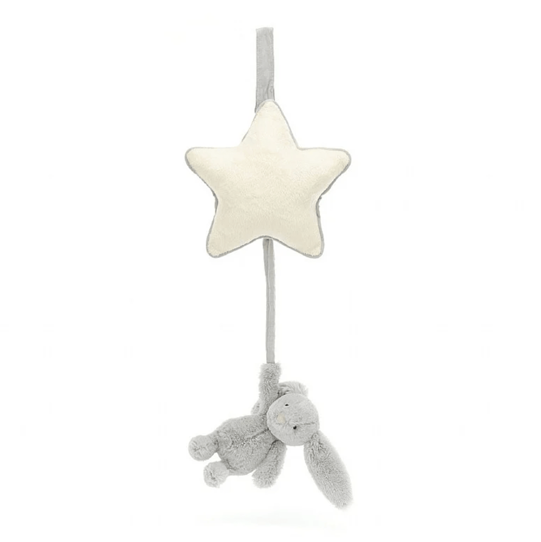 Jellycat Bashful Grey Bunny Musical Pull Baby Jellycat Jellycat   