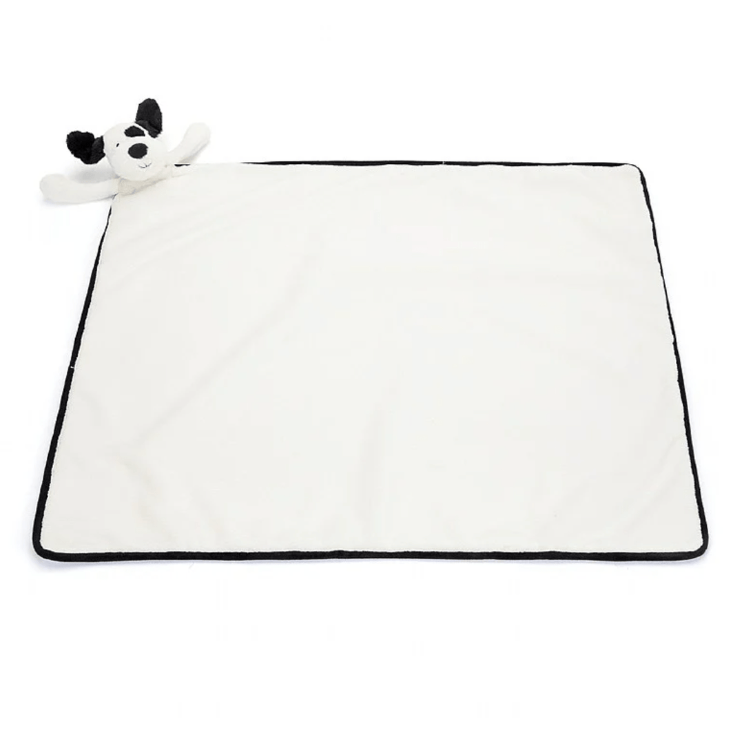 Jellycat Bashful Black and Cream Puppy Blankie Baby Jellycat Jellycat   