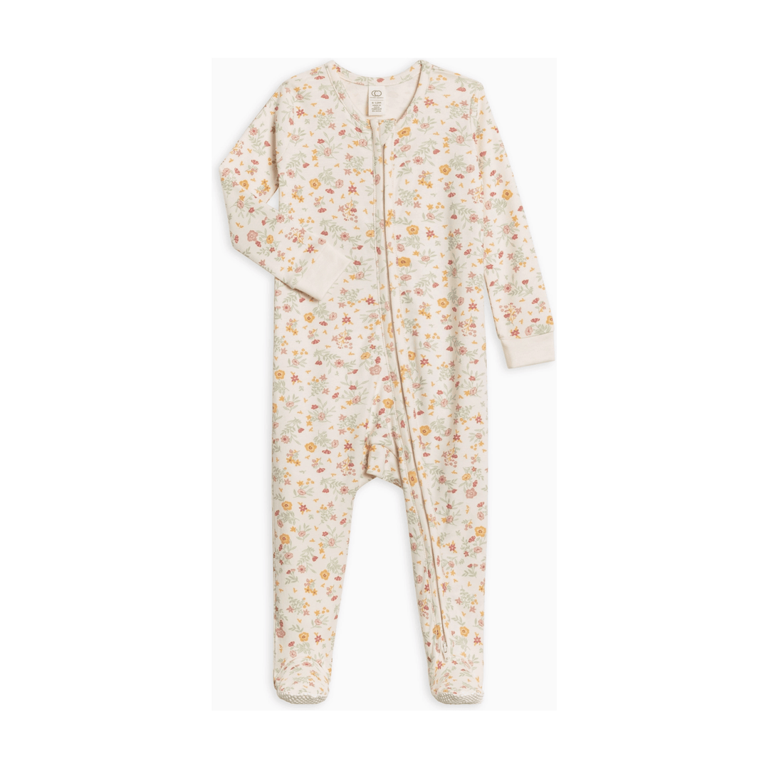 Colored Organics Peyton Zipper Sleeper- Bianca Floral/ Berry Footie Colored Organics   