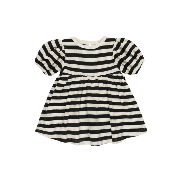 Quincy Mae Halloween Waffle Babydoll Dress- Black Stripe childrens clothing Quincy Mae 3-6M  