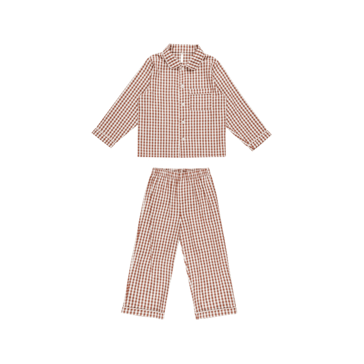 Rylee + Cru Long Sleeve Pajamas- Brick Gingham Pajamas Rylee + Cru   