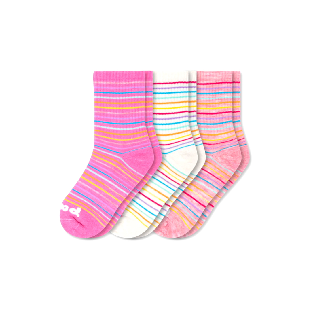 Pacas Kids' Crew Socks 3 Pack- Rainbow Stripe Socks Pacas   