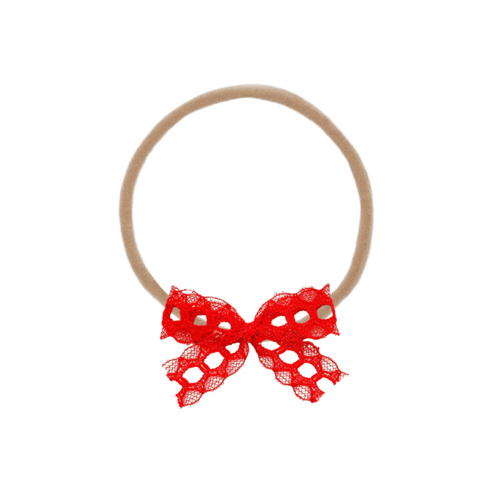 Lou Lou & Company Mini Lace Bow Headband Headband Lou Lou & Company Red  