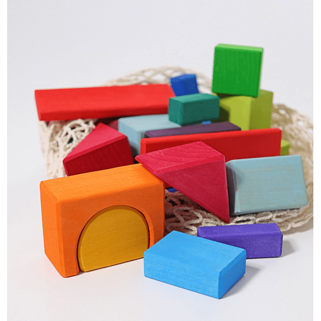 Grimm's 30 Colored Geo-Blocks Wooden Blocks Grimm's