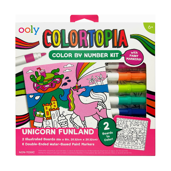 Ooly Colortopia Color By Number Paint Marker Kit- Unicorn Funland Color-In Book Ooly