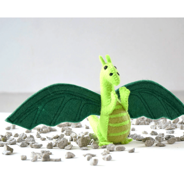 Tara Treasures Felt Dragon Toy- Green Felt Toy Tara Treasures