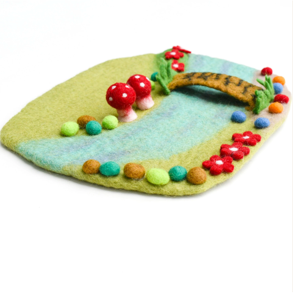 Tara Treasures Fairy River & Bridge Play Mat Playscape Felt Toy Tara Treasures