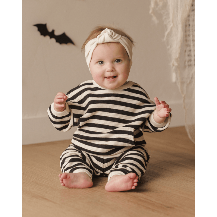 Quincy Mae Halloween Waffle Slouch Set- Black Stripe childrens clothing Quincy Mae   