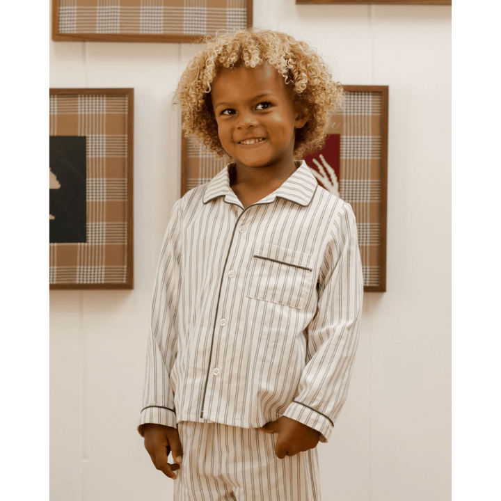 Rylee + Cru Long Sleeve Pajamas- Forest Pinstripe Pajamas Rylee + Cru   