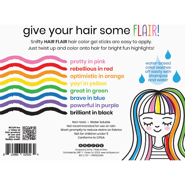 Snifty- Hair Flair- Hair Color Gel Sticks, Rainbow Kids Hair Color Snifty