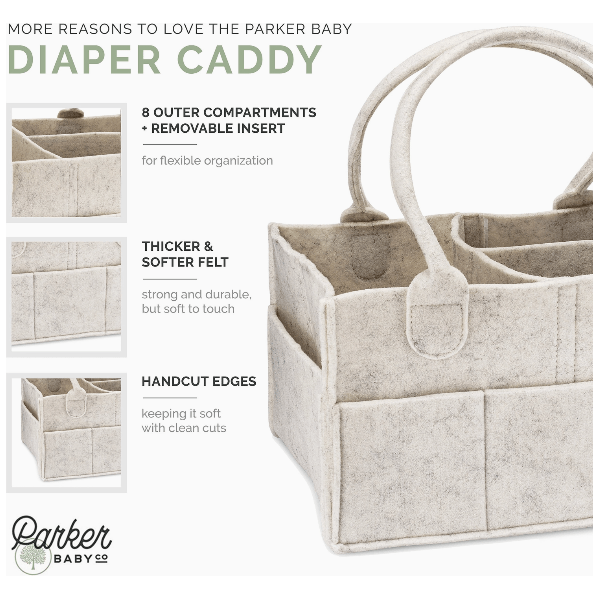 Parker Baby Company Diaper Caddy- Regular White Accessories & Laundry Parker Baby Co