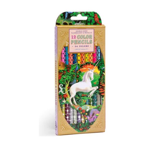 eeBoo Unicorn Garden 12 Double Color Pencils Pencils eeBoo   