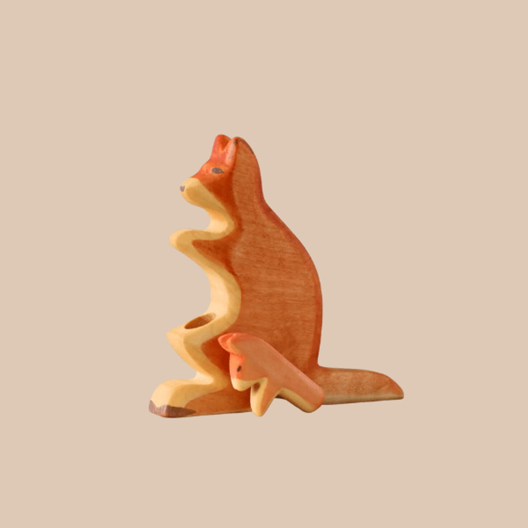 HolzWald Kangaroo with Baby Wooden Toys HolzWald   