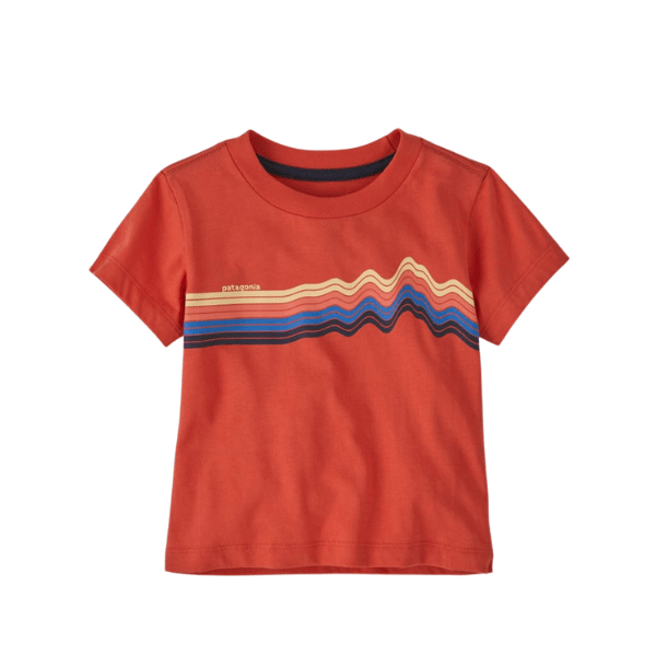 Patagonia Spring 2024- Baby Ridge Rise Stripe T-Shirt Tops & Bottoms Patagonia Pimento Red 0-6M 