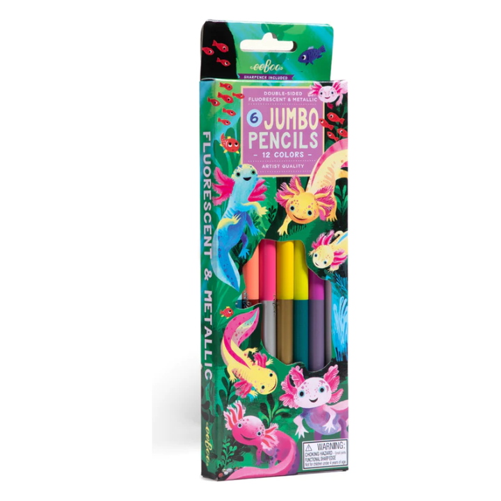 eeBoo Axolotl 6 Jumbo Double-Sided Pencils Pencils eeBoo   