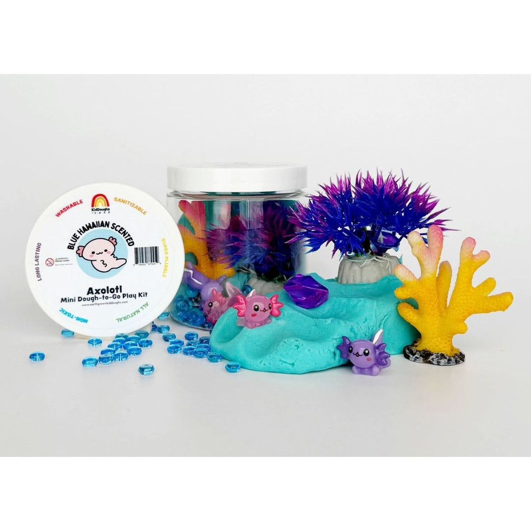 Earth Grown Kidough Axolotl (Blue Hawaiian) Mini Dough-To-Go Clay/Dough EGKD