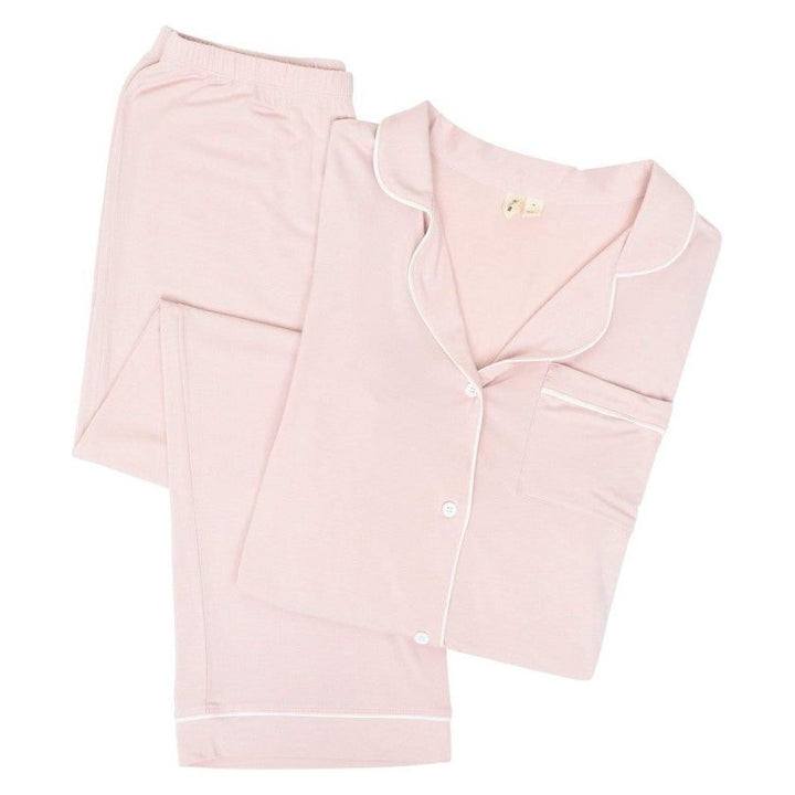 Kyte Women's Long Sleeve Pajama Set Apparel & Accessories Kyte Baby Blush with Cloud Trim Medium 