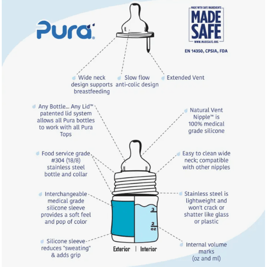 Pura 5oz Infant Bottle Bottles & Sippies Pura Stainless   