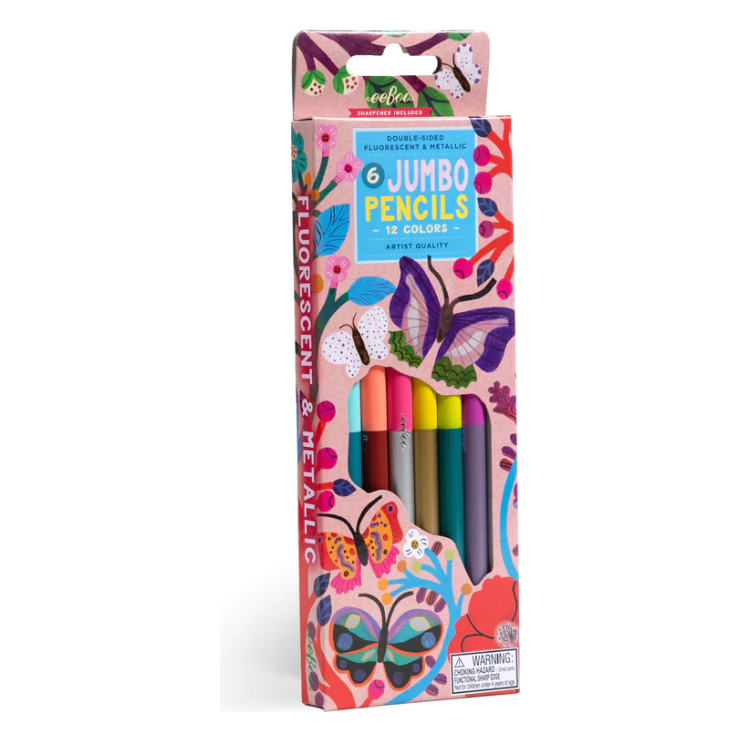 eeBoo Butterfly 6 Jumbo Double-Sided Pencils Pencils eeBoo   