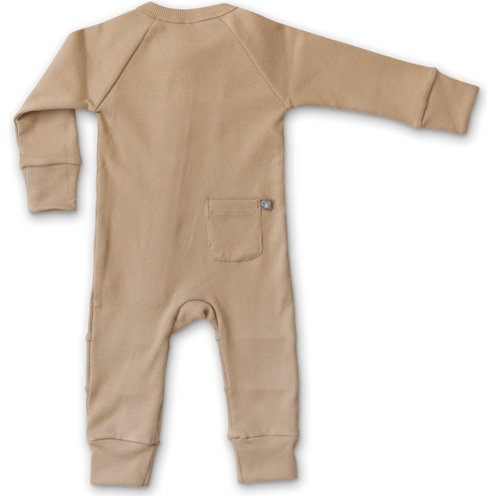 Goumi Baby Long Sleeve Rib Knit Zipper One-Piece - Chanterelle Jumpsuit Goumikids