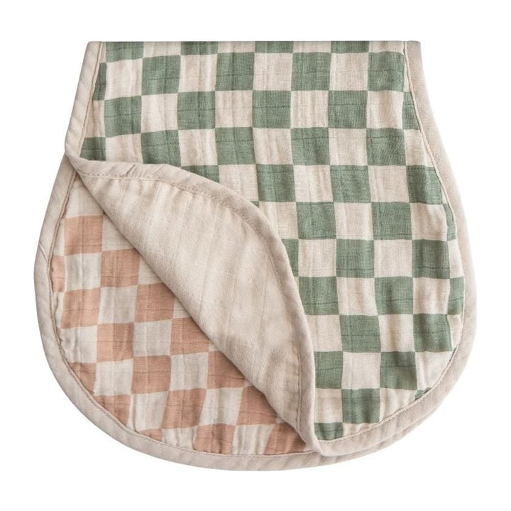 Mushie Muslin Burp Cloths Feeding Mushie Olive Check/Natural Check  