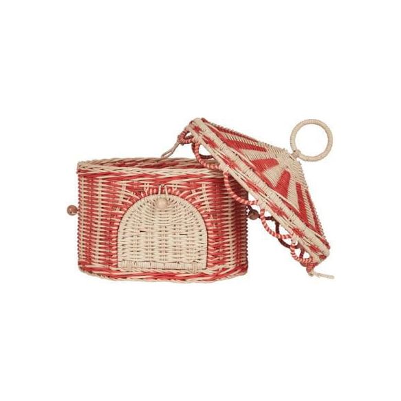 Olli Circus Tent Basket - Red & Straw Baskets Olliella   