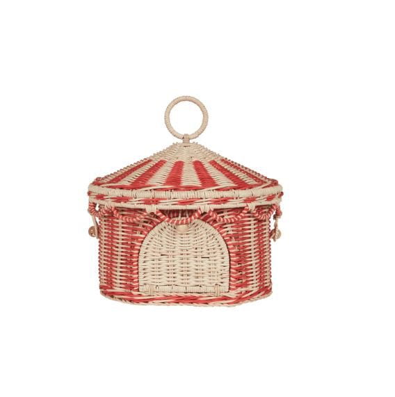 Olli Circus Tent Basket - Red & Straw Baskets Olliella   