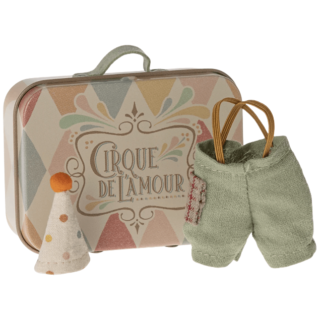 Maileg Clown Clothes in Suitcase, Little Brother Mouse Mice Clothing Maileg   