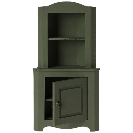 Maileg Miniature Corner Cabinet - Dark Green Dollhouses and Access. Maileg   