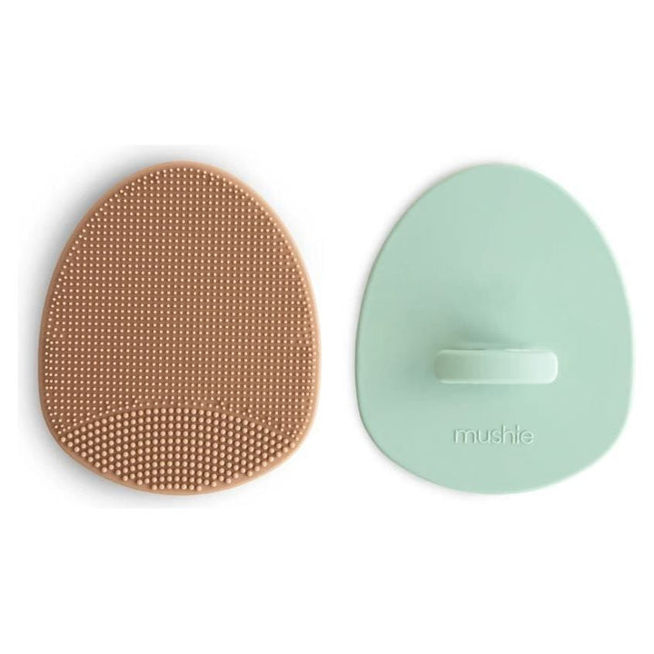 Mushie Cradle Cap Brush 2 Pack Baby Brush Mushie Natural/Cambridge Blue  