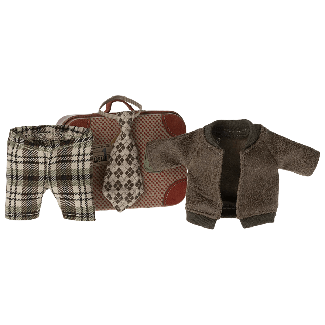 Maileg Jacket, Pants & Tie in Suitcase, Mouse - Grandpa Mice Clothing Maileg   