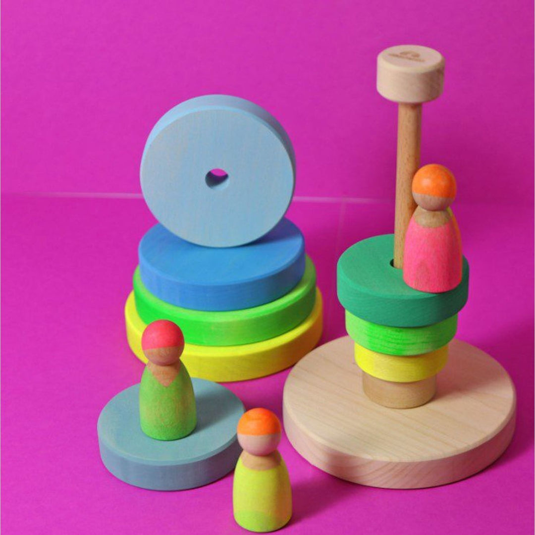 Grimm's Conical Tower Neon Green Sorting & Stacking Toys Grimm's   