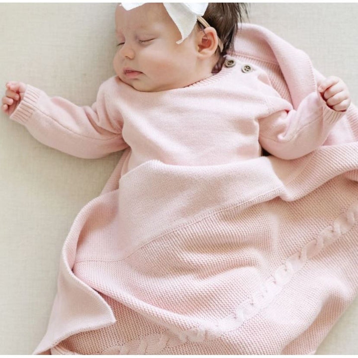 Saranoni Heirloom Cotton Knit Receiving Blankets Swaddles & Blankets Saranoni Pink  