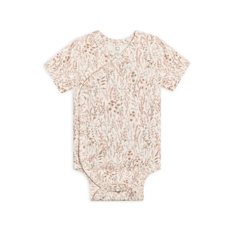 Colored Organics Lark Short Sleeve Kimono Bodysuit Marine Floral bodysuit Colored Organics   