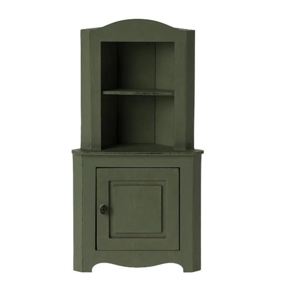 Maileg Miniature Corner Cabinet - Dark Green Dollhouses and Access. Maileg   