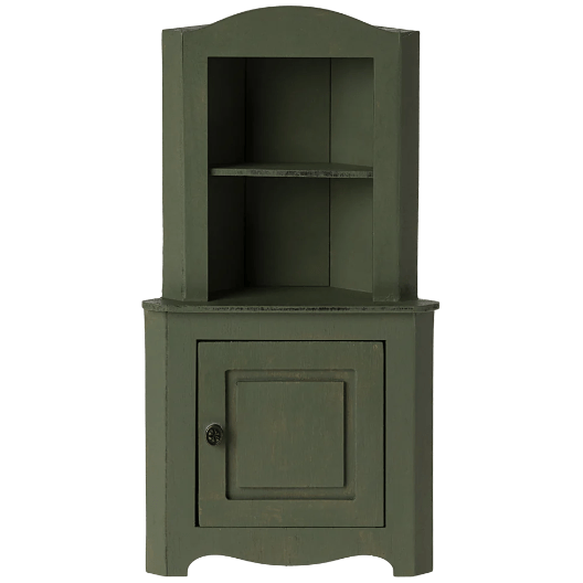 Maileg Miniature Corner Cabinet - Dark Green Dollhouses and Access. Maileg   