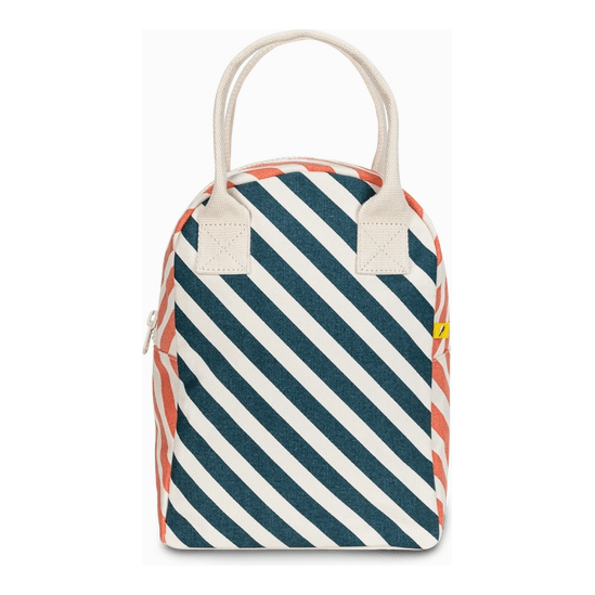 Fluf Zipper Lunch Bag -  Stripe Teal Apricot  Fluf   