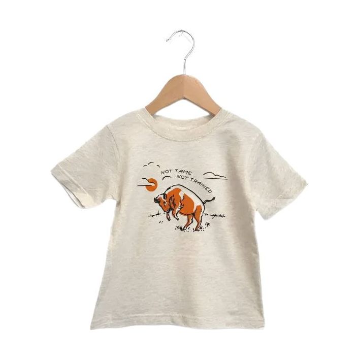 The Montana Scene- Not Tame Bison Toddler Tee - Heather Natural Tops & Bottoms The Montana Scene