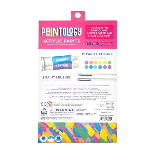 Ooly Paintology Acrylic Paints + 2 Brushes - Pastel Colors Paint Ooly   