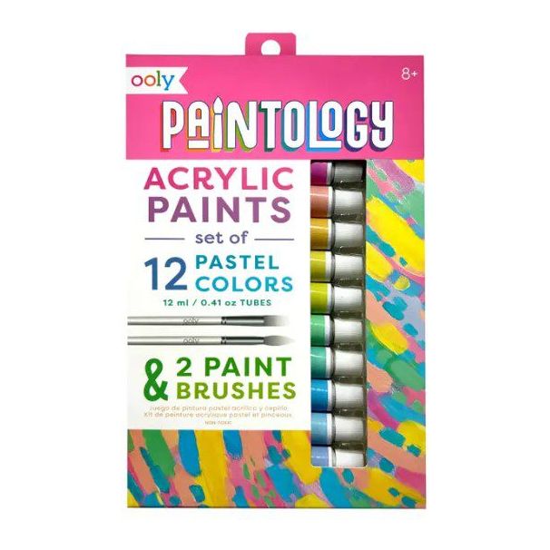 Ooly Paintology Acrylic Paints + 2 Brushes - Pastel Colors Paint Ooly   