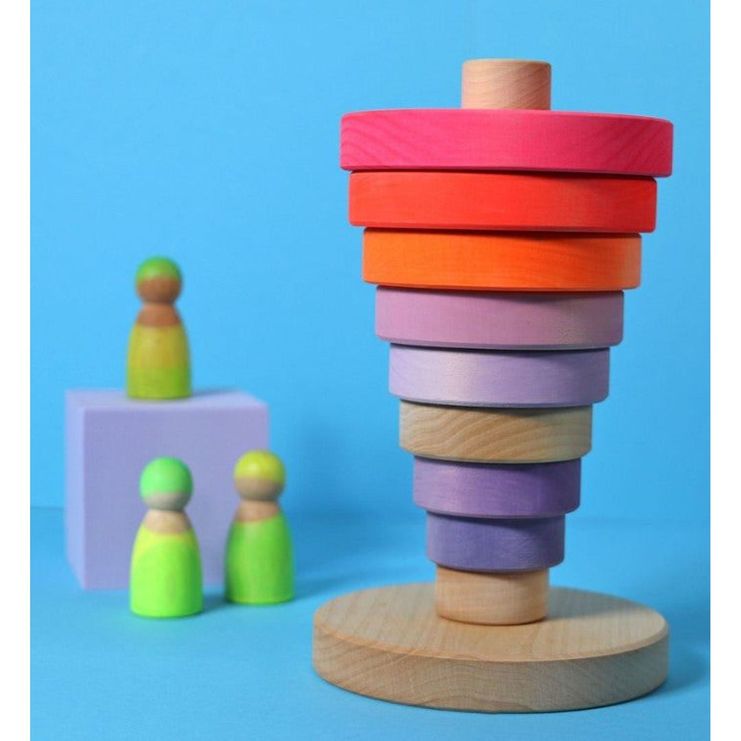 Grimm's Conical Tower Neon Pink Sorting & Stacking Toys Grimm's   