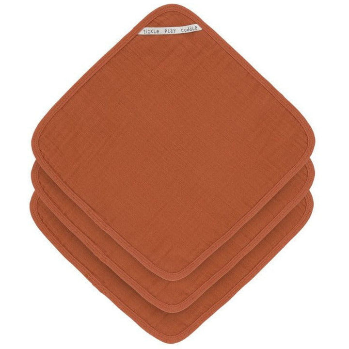 Lassig Muslin Washcloth Set 3 pcs Wash Cloth Lassig Rust  