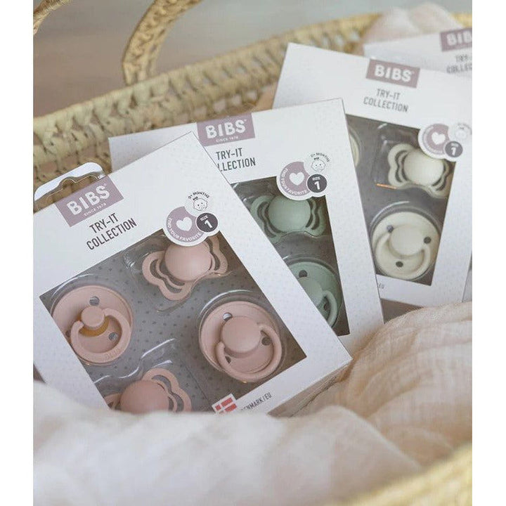 BIBS Try-It Collection -Blush Pacifiers and Teething BIBS USA   