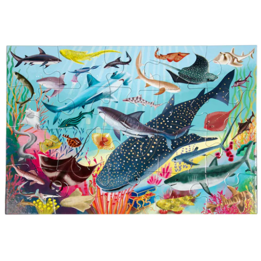 eeBoo Sharks & Friends Big Puzzle 20pc Puzzles & Mazes eeBoo   